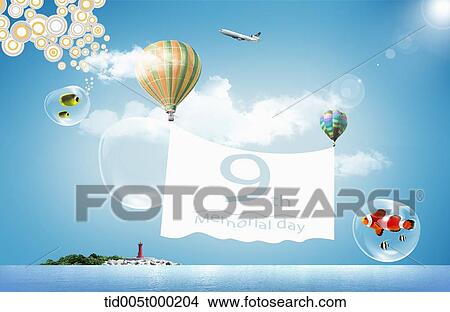banner design for celebrating a memorial day with balloons in the air View Large Illustration Stock Illustration - banner design for celebrating a memorial day with balloons in the air. Fotosearch