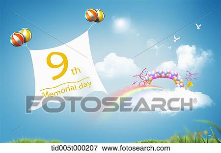 banner design for celebrating a memorial day with balloons in the air View Large Illustration Stock Illustration - banner design for celebrating a memorial day with balloons in the air. Fotosearch