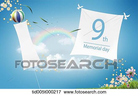 banner design for celebrating a memorial day with balloons in the air View Large Illustration Stock Illustration - banner design for celebrating a memorial day with balloons in the air. Fotosearch