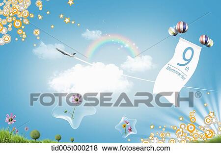 banner design for celebrating a memorial day with balloons in the air View Large Illustration Stock Illustration - banner design for celebrating a memorial day with balloons in the air. Fotosearch