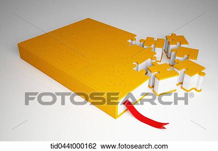book made of puzzles View Large Illustration Drawing - book made of puzzles . Fotosearch