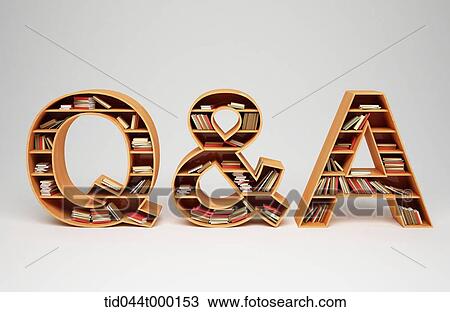Drawing - book shelf with a shape of Q&A. Fotosearch