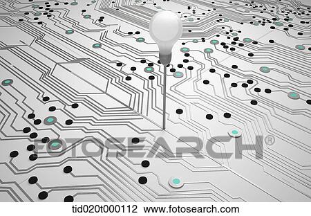bulb in the middle of electric circuit View Large Illustration Drawing - bulb in the middle of electric circuit. Fotosearch
