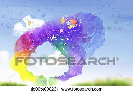circular frame of grass in the sky View Large Illustration Clip Art - circular frame of grass in the sky . Fotosearch