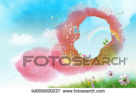 Stock Illustration - circular frame of grass in the sky . Fotosearch