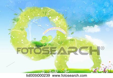 Stock Illustration - circular frame of grass in the sky . Fotosearch
