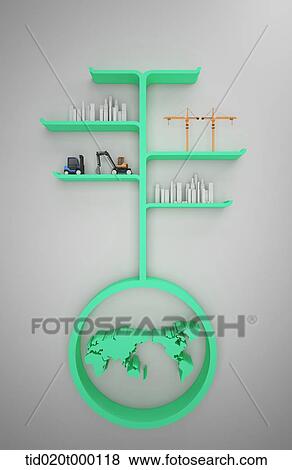 Stock Illustration - construction sites on the green shelf. Fotosearch
