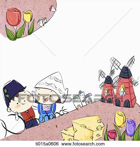 Stock Illustration - Dutch traditonal illustration letter border. Fotosearch