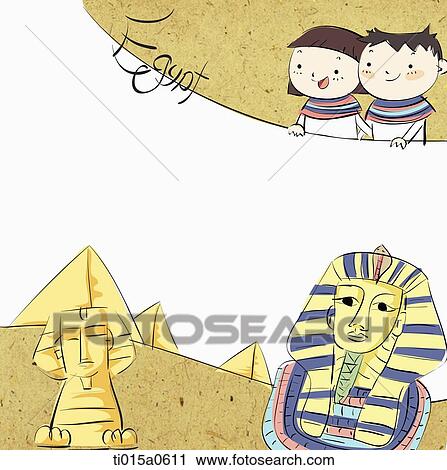 Clip Art - Egypt traditonal illustration letter border. Fotosearch