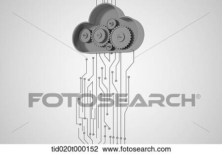 electric circuit with cloud system View Large Illustration Drawing - electric circuit with cloud system . Fotosearch