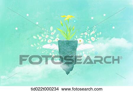 flower on the rock in the air View Large Illustration Stock Illustration - flower on the rock in the air. Fotosearch