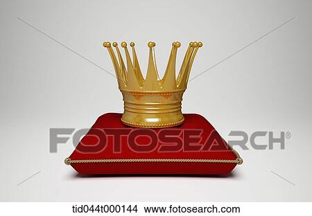golden crown on the red cushion View Large Illustration Stock Illustration - golden crown on the red cushion . Fotosearch