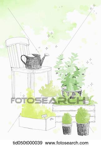 green plant in the pots View Large Illustration Stock Illustration - green plant in the pots. Fotosearch