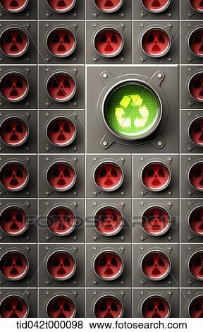 Stock Illustration - green recycling sign in the middle of danger signs . Fotosearch