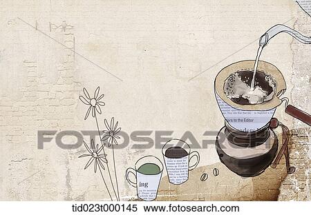hand drip coffee background View Large Illustration Stock Illustration - hand drip coffee background. Fotosearch