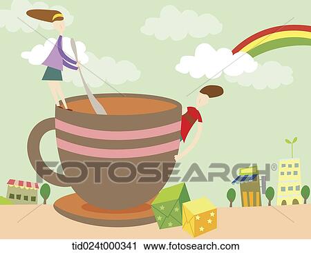 illustration of a cup of coffee View Large Illustration Clip Art - illustration of a cup of coffee. Fotosearch