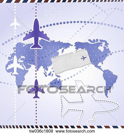 Stock Illustration - Illustration of airplanes flying all over the world. Fotosearch