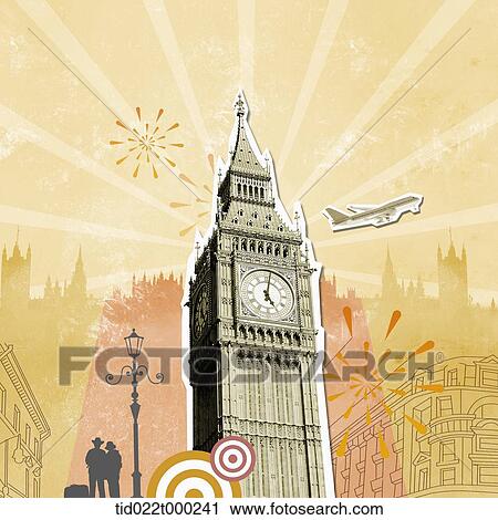 Clip Art - illustration of Big Ben in London, United Kingdom . Fotosearch