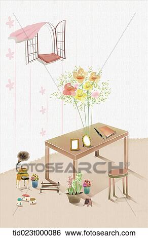 Stock Illustration - illustration of cozy room. Fotosearch