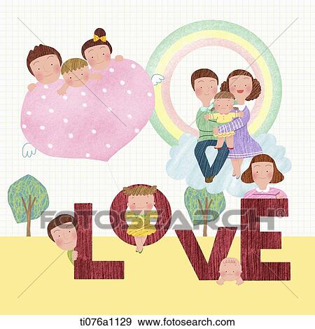 illustration of family with a letter written love View Large Illustration Stock Illustration - illustration of family with a letter written love. Fotosearch