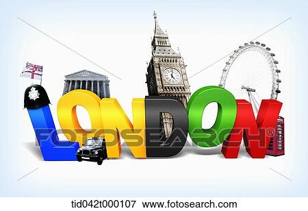 illustration of features of London, United Kingdom View Large Illustration Stock Illustration - illustration of features of London, United Kingdom . Fotosearch