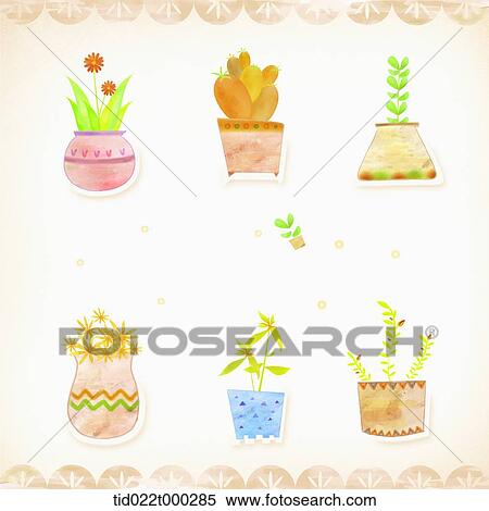 illustration of flower pots View Large Illustration Stock Illustration - illustration of flower pots. Fotosearch