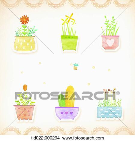 illustration of flower pots View Large Illustration Stock Illustration - illustration of flower pots. Fotosearch