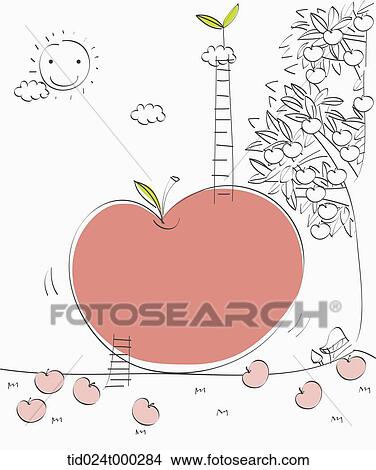 Stock Illustration - illustration of ladder and big apple . Fotosearch
