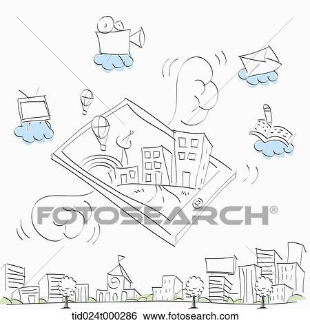 Stock Illustration - illustration of medias through smartphone. Fotosearch