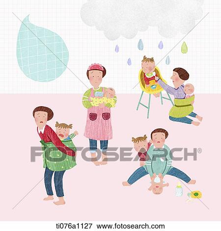 Stock Illustration - illustration of mothers taking care of babies. Fotosearch