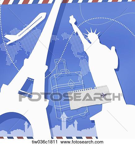Illustration of new york and paris View Large Illustration Clip Art - Illustration of new york and paris. Fotosearch