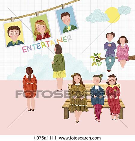 illustration of pregnant mothers watching entertainers View Large Illustration Clip Art - illustration of pregnant mothers watching entertainers. Fotosearch