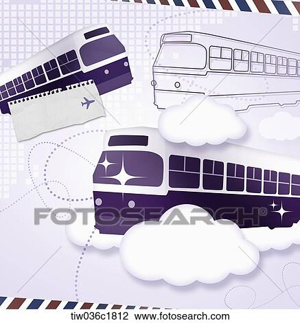 Illustration of traveling with trains View Large Illustration Drawing - Illustration of traveling with trains. Fotosearch