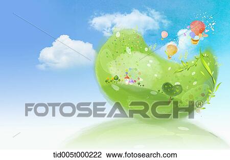 illustration of village in fairy tale View Large Illustration Drawing - illustration of village in fairy tale . Fotosearch