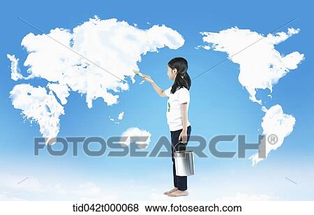 kid drawing world map with white paint View Large Illustration Stock Illustration - kid drawing world map with white paint . Fotosearch