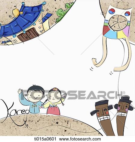 Clip Art - Korean traditonal illustration letter border. Fotosearch