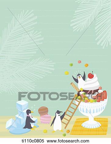 Letter designed illustration of penguins with ice flake View Large Illustration Stock Illustration - Letter designed illustration of penguins with ice flake. Fotosearch