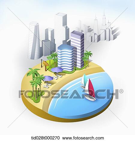 mockup of beach in the city View Large Illustration Clipart - mockup of beach in the city. Fotosearch