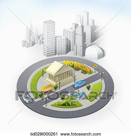 Clip Art - mockup of museum in the city. Fotosearch