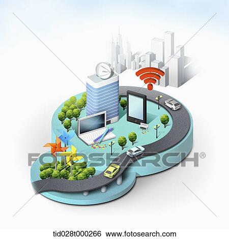 Stock Illustration - mockup of smart city. Fotosearch