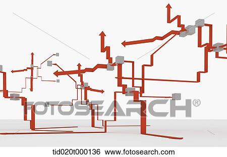 Stock Illustration - red arrows toward many different directions. Fotosearch