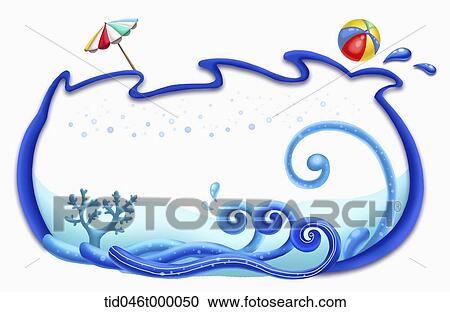 sea wave frame View Large Illustration Clipart - sea wave frame . Fotosearch