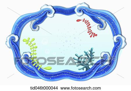 Stock Illustration - sea wave frame . Fotosearch