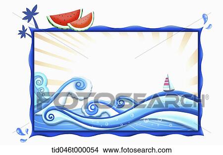 Stock Illustration - sea wave frame . Fotosearch
