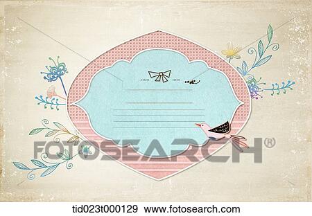 sky blue and brown postcard with a design of bird View Large Illustration Stock Illustration - sky blue and brown postcard with a design of bird. Fotosearch