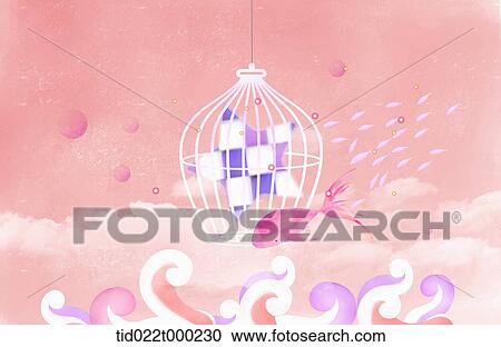 star in the birdcage and pink fish background View Large Illustration Clipart - star in the birdcage and pink fish background. Fotosearch