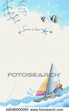 Drawing - summer sea background. Fotosearch