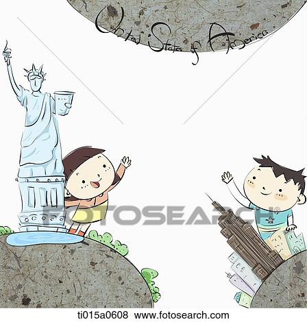 Stock Illustration - United States of America illustration letter border. Fotosearch