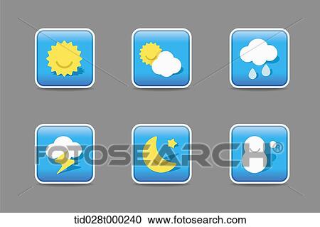 various weather icons View Large Illustration Clipart - various weather icons. Fotosearch