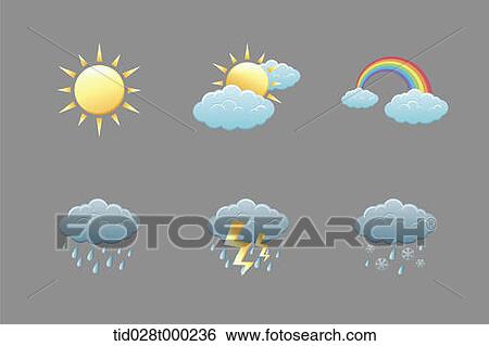 various weather icons View Large Illustration Stock Illustration - various weather icons. Fotosearch